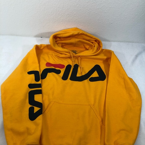Fila Yellow hoodie unisex sweatshirt Sz medium - Picture 6 of 7
